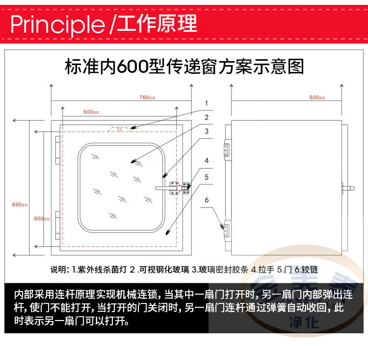 传递窗304/201不锈钢机械互锁双门互锁传递窗紫外线消毒传递窗口